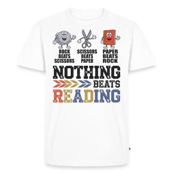 Nothing Beats Reading Book Librarian | Funny kids - T-shirt Premium bio Homme - blanc - Devant - Nico (187cm)