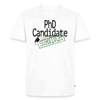 Promotion zum Doktor / PhD Candidate Survivor / Dr - Men's Premium Organic T-Shirt - white - Front - Nico (187cm)
