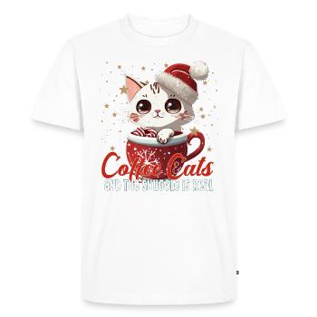cats coffee coffee cats snuggle is real xmas - Men's Premium Organic T-Shirt - white - Front - Nico (187cm)