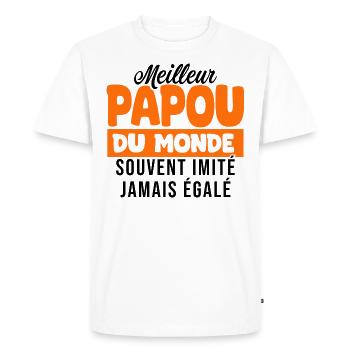 Meilleur papou du monde cadeau Papy grand père - T-shirt Premium bio Homme - blanc - Devant - Nico (187cm)