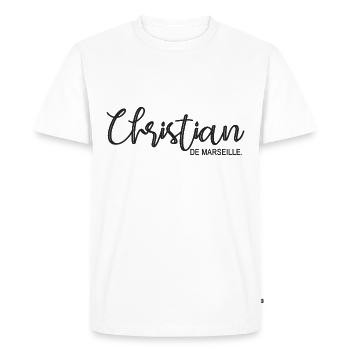 Christian de Marseille Cadeau T shirt christian - T-shirt Premium bio Homme - blanc - Devant - Nico (187cm)