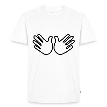 Emoji Hand Open Sketch Noir - T-shirt Premium bio Homme - blanc - Devant - Nico (187cm)