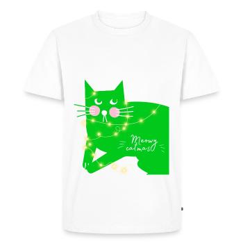 Joyeux Noël. Joyeux catmas. Joyeux Noël. - T-shirt Premium bio Homme - blanc - Devant - Nico (187cm)