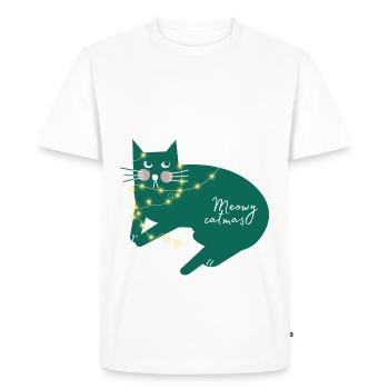 Joyeux Noël. Joyeux catmas. Joyeux Noël. - T-shirt Premium bio Homme - blanc - Devant - Nico (187cm)