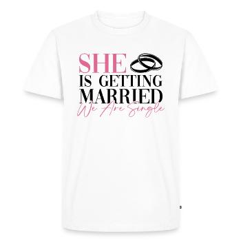Elle se marie, nous sommes célibataires - mariée JGA - T-shirt Premium bio Homme - blanc - Devant - Nico (187cm)
