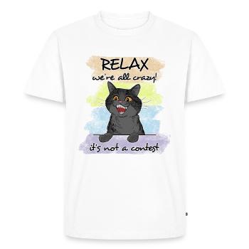 Drôle de chat disant relaxkinderkitten - T-shirt Premium bio Homme - blanc - Devant - Nico (187cm)