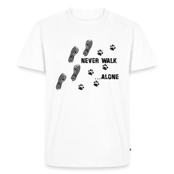 Never Walk Alone Dog Dog Paw Shoe Print - Men's Premium Organic T-Shirt - white - Front - Nico (187cm)