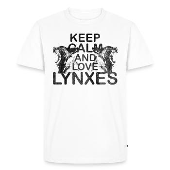 Keep Calm Love Lynx Lynx Motif Lynx Gift - Men's Premium Organic T-Shirt - white - Front - Nico (187cm)