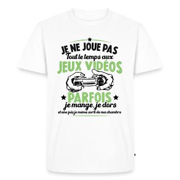 Je ne joue pas tout le temps aux jeux vidéos - T-shirt Premium bio Homme - blanc - Devant - Nico (187cm)