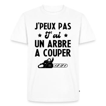 J'peux Pas J'ai Un Arbre A Couper Humour Cadeau - T-shirt Premium bio Homme - blanc - Devant - Nico (187cm)