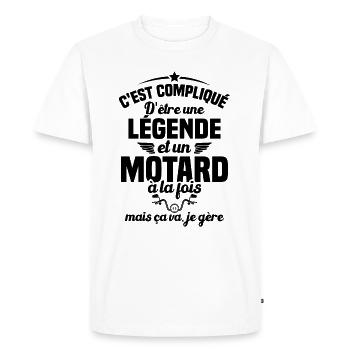 Legende et Motard, Humour Cadeau Motard - T-shirt Premium bio Homme - blanc - Devant - Nico (187cm)