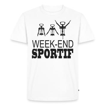 Week end sportif - T-shirt Premium bio Homme - blanc - Devant - Nico (187cm)