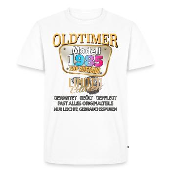 Vintage Model 1985 Well Preserved Funny Birth Tag - Men's Premium Organic T-Shirt - white - Front - Nico (187cm)