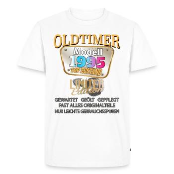Vintage Model 1995 Well Preserved Funny Birth Tag - Men's Premium Organic T-Shirt - white - Front - Nico (187cm)