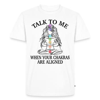 Talk to me when your Chakras are Aligened Yoga - Men's Premium Organic T-Shirt - white - Front - Nico (187cm)