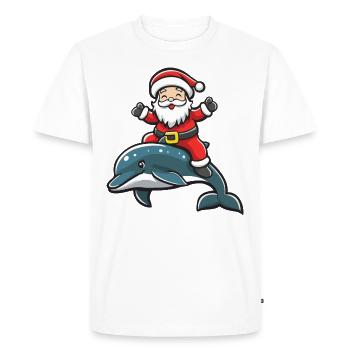 Dauphin Père Noël dessin animé - T-shirt Premium bio Homme - blanc - Devant - Nico (187cm)