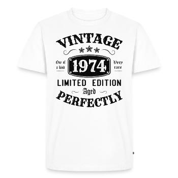 Vintage 1974 Limited Edition Perfectly Aged - Men's Premium Organic T-Shirt - white - Front - Nico (187cm)