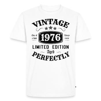 Vintage 1976 Limited Edition Perfectly Aged - Men's Premium Organic T-Shirt - white - Front - Nico (187cm)