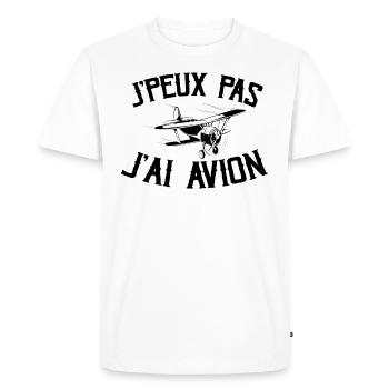 Je Peux Pas J'ai Avion - T-shirt Premium bio Homme - blanc - Devant - Nico (187cm)