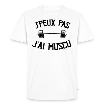 Je Peux Pas J'ai Muscu - T-shirt Premium bio Homme - blanc - Devant - Nico (187cm)