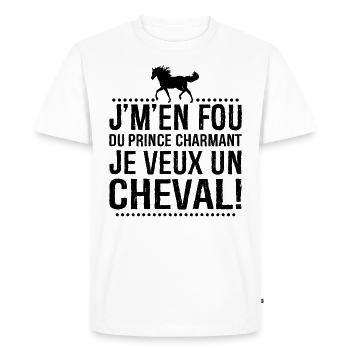 Je M'en Fous Du Prince Charmant Je Veux Un Cheval - T-shirt Premium bio Homme - blanc - Devant - Nico (187cm)