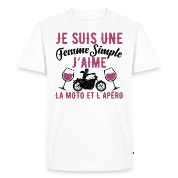 Femme Simple Qui Aime La Moto Et L'apéro - T-shirt Premium bio Homme - blanc - Devant - Nico (187cm)