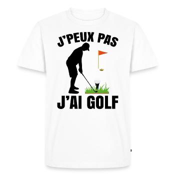 Je Peux Pas J'ai Golf - T-shirt Premium bio Homme - blanc - Devant - Nico (187cm)