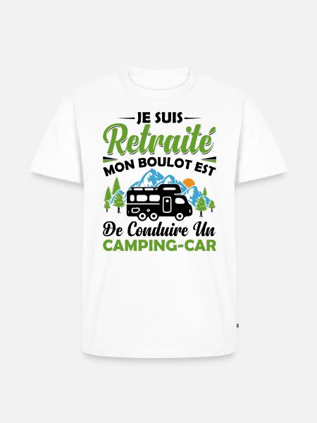 Un Retraité Avec Un Camping-car - T-shirt Premium bio Homme - blanc