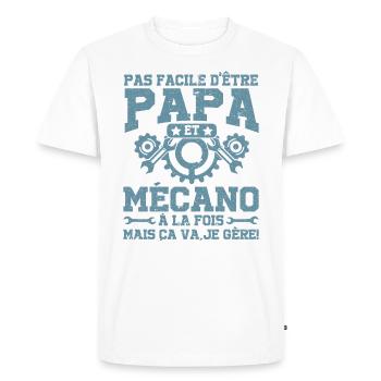 Papa Et Mécano À La Fois Mais Ça Va Je Gère - T-shirt Premium bio Homme - blanc - Devant - Nico (187cm)