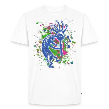 Amérindiens Kokopelli - Éclaboussures colorées 1 - T-shirt Premium bio Homme - blanc - Devant - Nico (187cm)