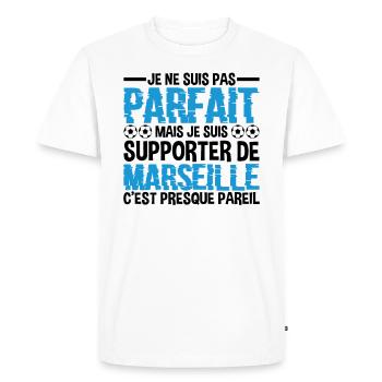 Je Suis Un Supporter De Marseille Parfait OM - T-shirt Premium bio Homme - blanc - Devant - Nico (187cm)