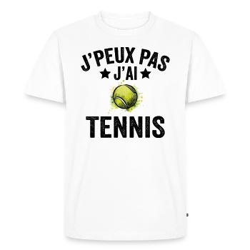 Je Peux Pas J'ai Tennis - T-shirt Premium bio Homme - blanc - Devant - Nico (187cm)