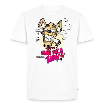 CEWLSHIZZ.com / Smoke Dog Two / Try to hug me! - Men's Premium Organic T-Shirt - white - Front - Nico (187cm)