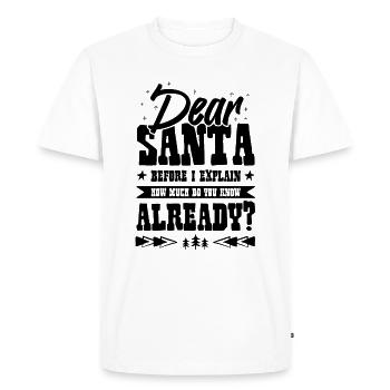 Dear Santa - Men's Premium Organic T-Shirt - white - Front - Nico (187cm)