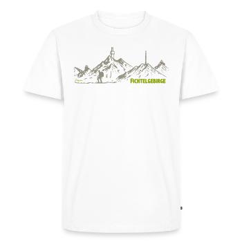 Zeichnung Fichtelgebirge mit Wanderer - Männer Premium Bio T-Shirt - Weiß - Vorne - Nico (187cm)