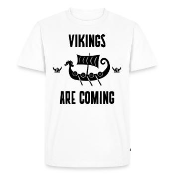Vikings are coming - Viking Boat (Noir) - T-shirt Premium bio Homme - blanc - Devant - Nico (187cm)