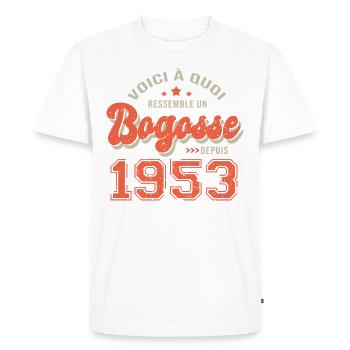 1953 anniversaire bogosse cadeau drole 70 ans - T-shirt Premium bio Homme - blanc - Devant - Nico (187cm)
