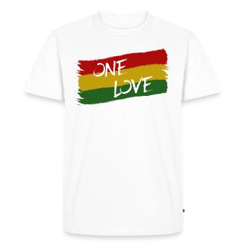 Reggae Jamaïque One Love Reggaeton Rasta drapeau - T-shirt Premium bio Homme - blanc - Devant - Nico (187cm)