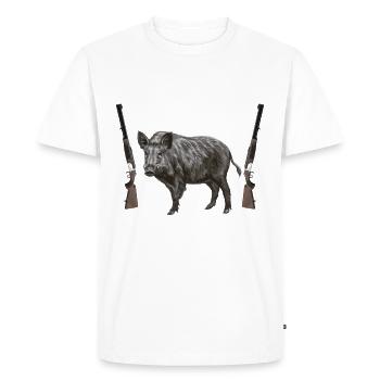 Saison Pour Chasseur salaison Pour Sanglier - T-shirt Premium bio Homme - blanc - Devant - Nico (187cm)
