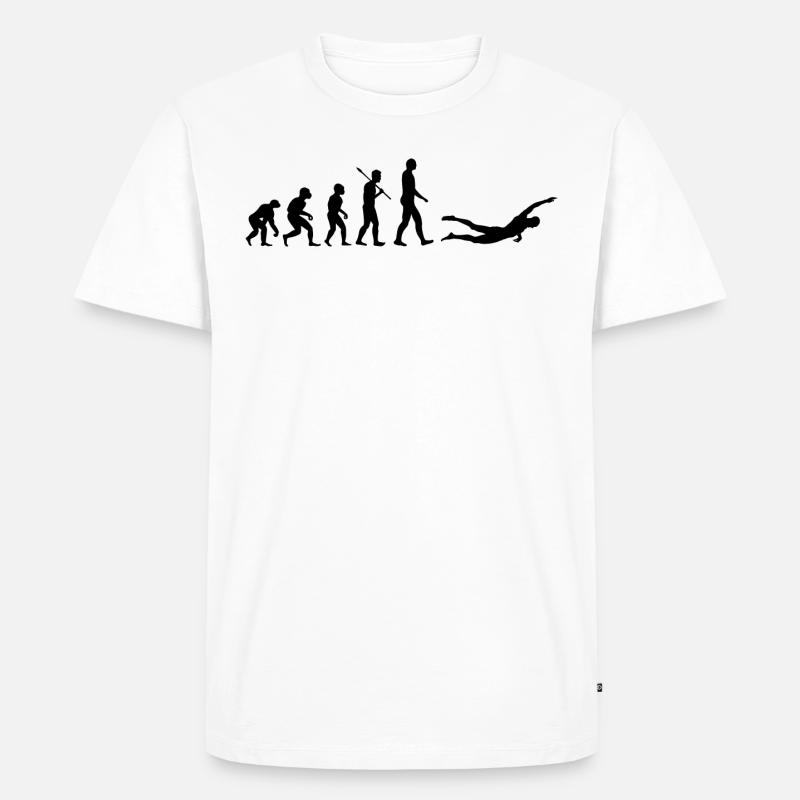 Human Evolution Swimmer - Männer Premium Bio T-Shirt - Weiß