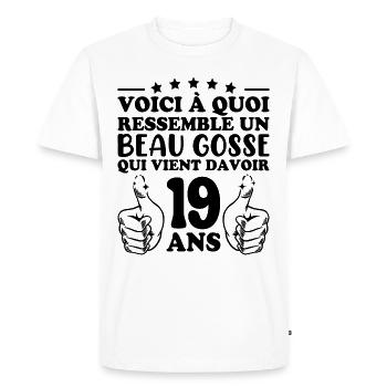 19 ans Idée Cadeau Humour Anniversaire Beau Gosse - T-shirt Premium bio Homme - blanc - Devant - Nico (187cm)