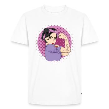 Femme forte - T-shirt Premium bio Homme - blanc - Devant - Nico (187cm)
