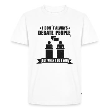 Débat Discours Débatteur Conférencier Idée cadeau - T-shirt Premium bio Homme - blanc - Devant - Nico (187cm)
