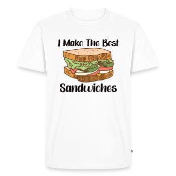 Sandwich Lover Pique-Nourriture Lover Petit déjeuner Cadeau - T-shirt Premium bio Homme - blanc - Devant - Nico (187cm)