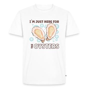 Amateurs d’huîtres Drôle d’huîtres Shucker d’huîtres - T-shirt Premium bio Homme - blanc - Devant - Nico (187cm)