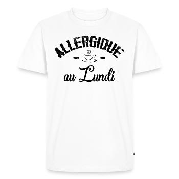 Allergique au Lundi - T-shirt Premium bio Homme - blanc - Devant - Nico (187cm)