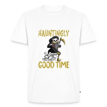 Funny Grim Reaper Lover Halloween Horror - Men's Premium Organic T-Shirt - white - Front - Nico (187cm)