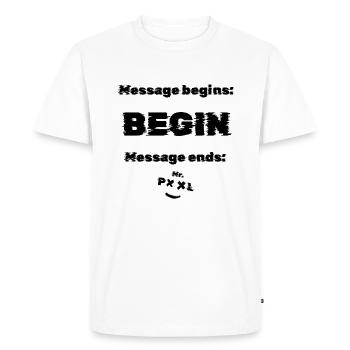 Mr Pool BEGIN - T-shirt Premium bio Homme - blanc - Devant - Nico (187cm)