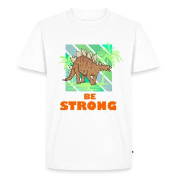 Be Strong Dino Stegosaurus Guys Cool Dinosaur - Men's Premium Organic T-Shirt - white - Front - Nico (187cm)
