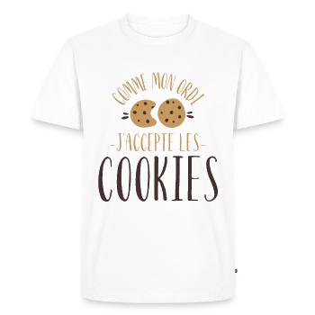 t-shirt humour geek j'accepte les cookies - T-shirt Premium bio Homme - blanc - Devant - Nico (187cm)